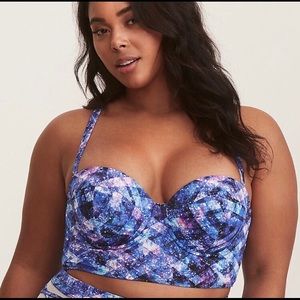 Torrid cosmic galaxy swim top bra blue purple